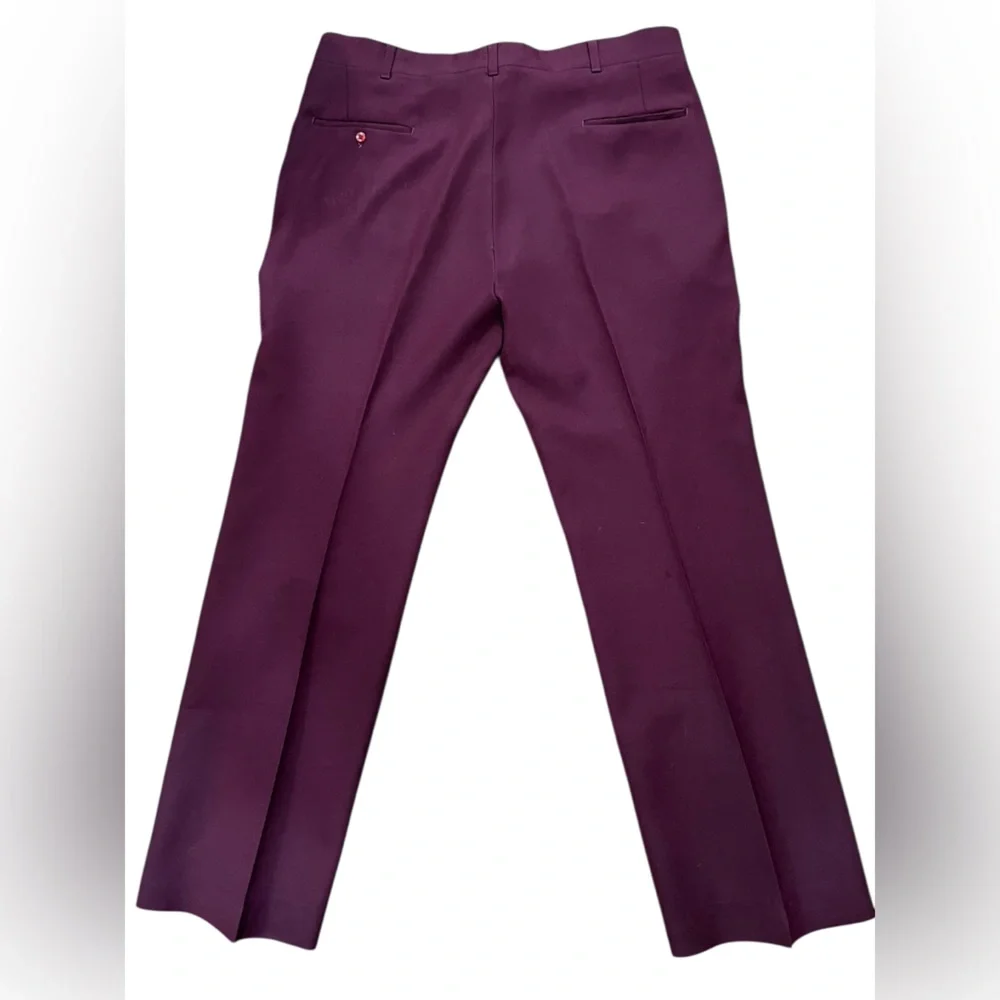Grandpa Lounge singer Maroon burgundy vintage polyester slacks - Picture 5 of 9